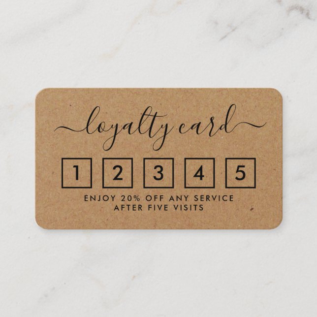 Simple Script Loyalty Card - Rustic Kraft (Front)