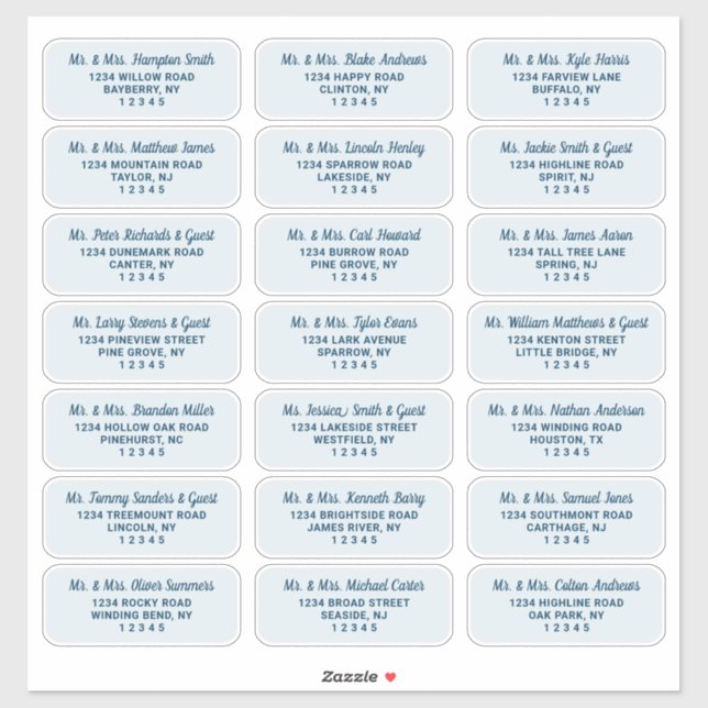 Simple Script Marine Étiquettes de adresse de l'in (Feuille)