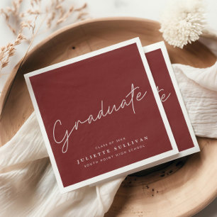 Simple Script Maroon Graduation Party Napkin