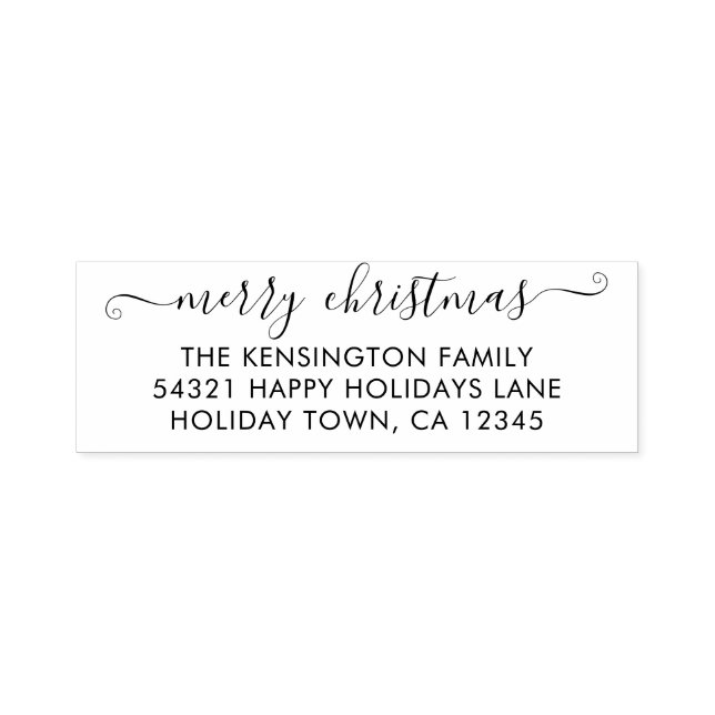 Simple Script Merry Christmas Return Address  Self-inking Stamp (Design)