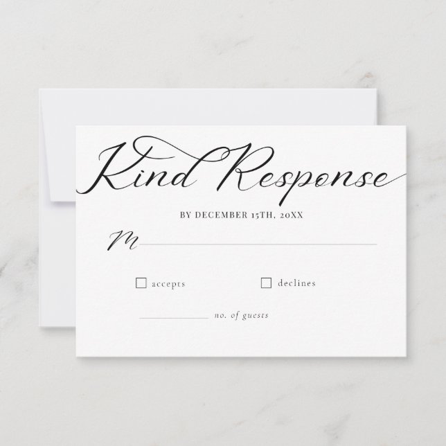 Simple Script Minimalist Classic Wedding  RSVP Card (Front)