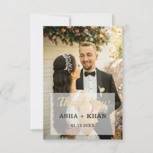 Simple Script Minimalist Heart Wedding Photo Thank You Card
