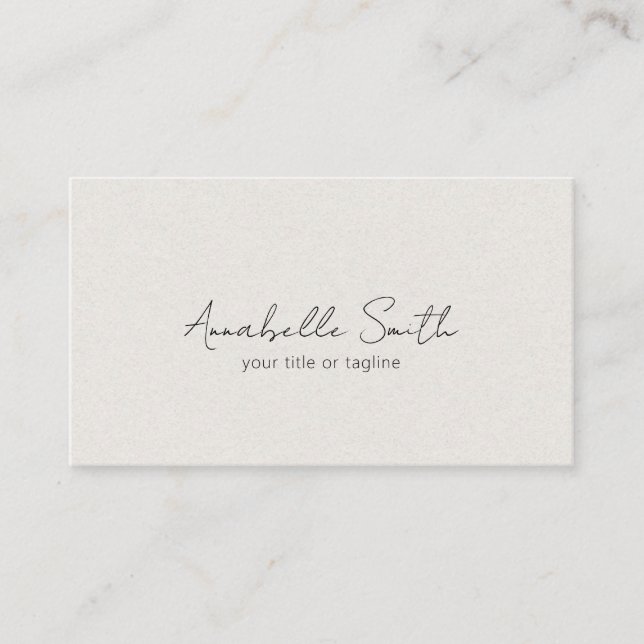 Simple Script Minimalist Modern Beige Elegant Business Card (Front)