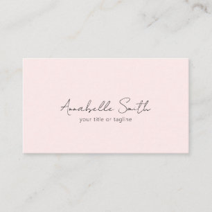 Simple Script Minimalist Modern Blush Pink Elegant Business Card