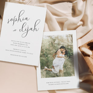 Simple Script Minimalist Photo Wedding Invitation