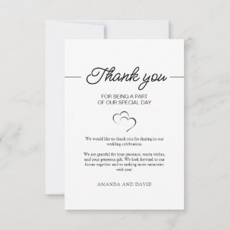 Simple Script Minimalist Wedding Photo  Thank You Card