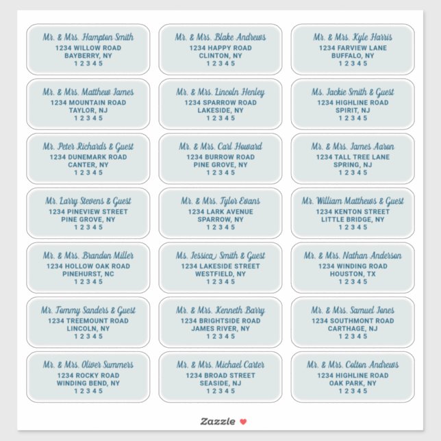 Simple Script Mint Green Guest Address Labels (Sheet)