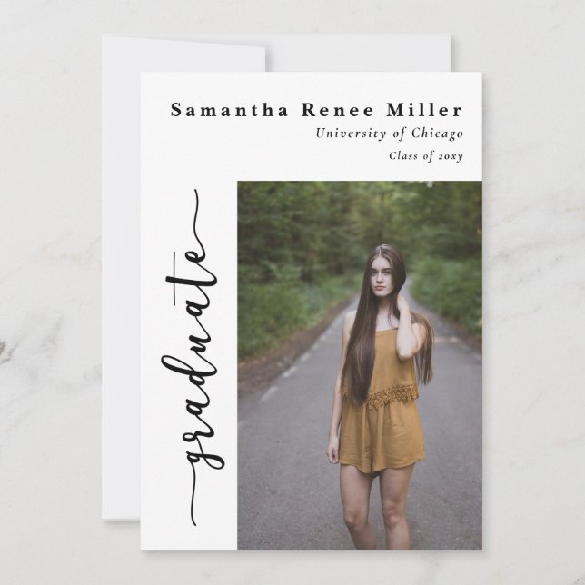 Simple Script Modern 2 Photo Graduation  Invitation (Front)
