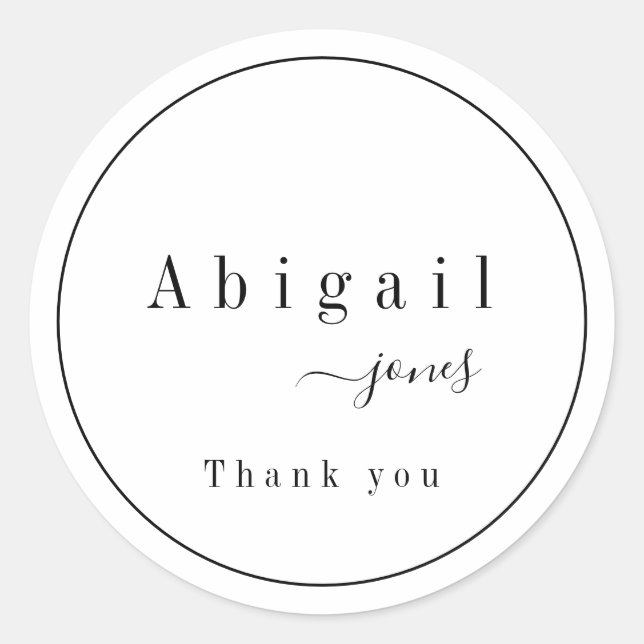 Simple Script Modern Luxury thank you Classic Round Sticker (Front)