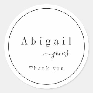 Simple Script Modern Luxury thank you Classic Round Sticker