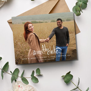 Simple Script Modern Photo Wedding Save the Date