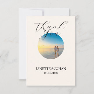 Simple Script Modern Wedding Photo Thank You Card