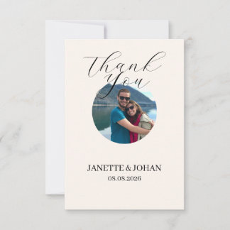 Simple Script Modern Wedding Photo Thank You Card
