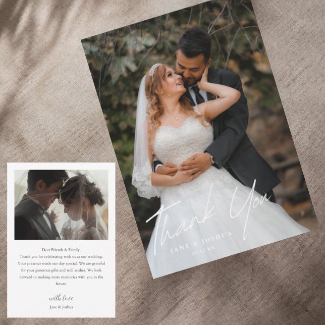 Simple Script Modern Wedding Photo Thank You Card (Creator Uploaded)