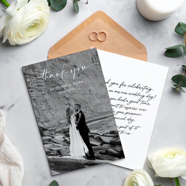 Simple Script Modern Wedding Photo Thank You Card (Creator Uploaded)