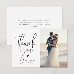 simple script modern wedding thank you card