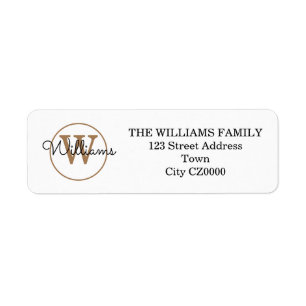 Simple Script Monogram Black White Gold Address  