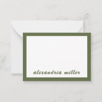 Simple Script Monogram Name Olive Note Card