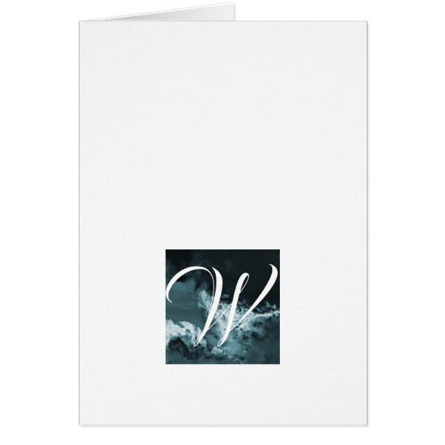 Simple Script Monogram Note Cards- Stormy (Front)