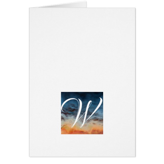 Simple Script Monogram Note Cards- Sunset (Front)
