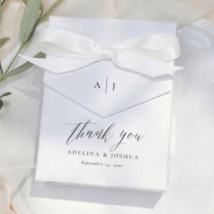Simple Script Monogram Thank You Wedding Favor Box