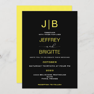 Simple Script Monogram Wedding Invitation