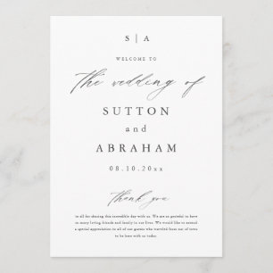 Simple Script Monogram Wedding Program