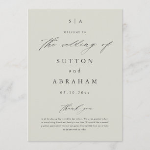 Simple Script Monogram Wedding Program
