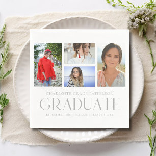 Simple Script Multi Photo Grad Graduation Party Napkin