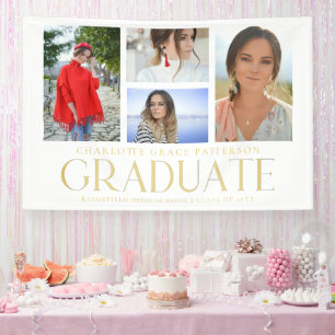 Simple Script Multi Photo Graduation Announcement Banner