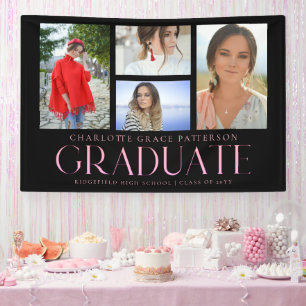 Simple Script Multi Photo Graduation Announcement Banner