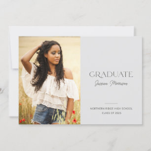 Simple Script Name 1-Photo Grey Graduation Party Invitation