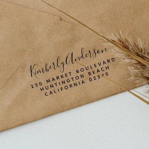 Simple Script Name & Contact Info Return Address Rubber Stamp