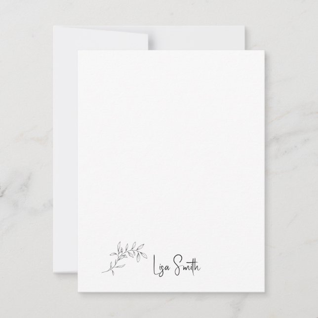 Simple Script Name Foliage  Thank You Card (Front)
