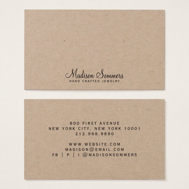 Simple Script Name Kraft Earring Display Cards  (Front & Back)