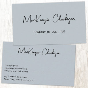 Simple Script Name Modern Powder Blue Business Card