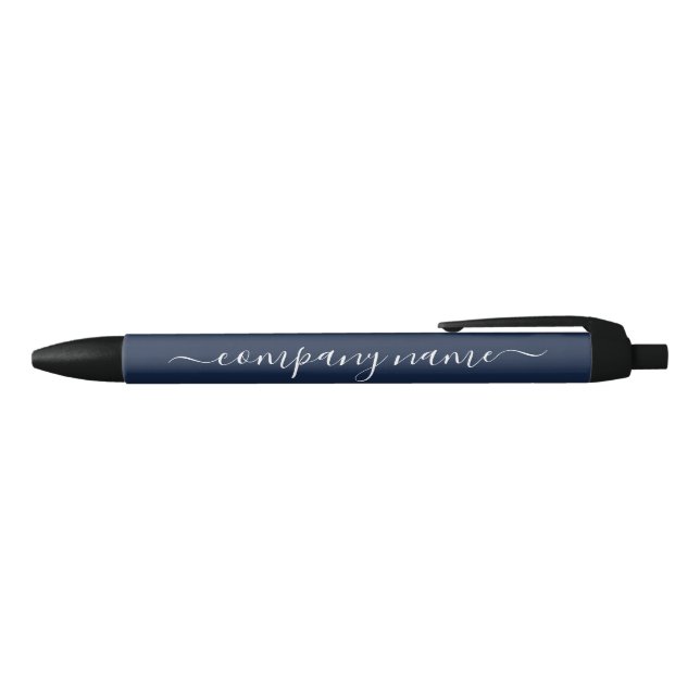 Simple Script - Navy Blue & White - Company/Event Black Ink Pen (Top)