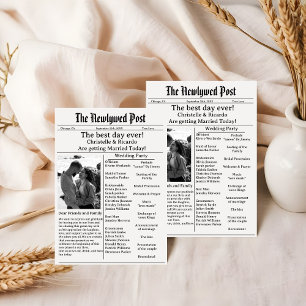 Simple script newspaper wedding save the date invi invitation