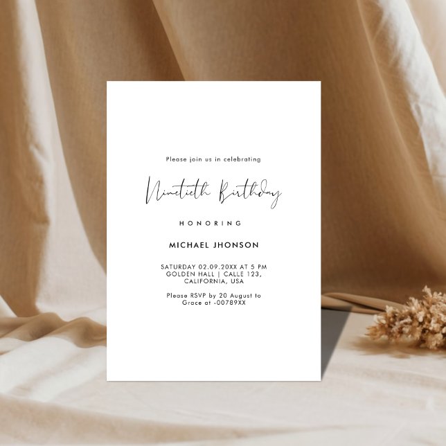 Simple Script Ninetieth Anniversaire Invitation (Créateur téléchargé)