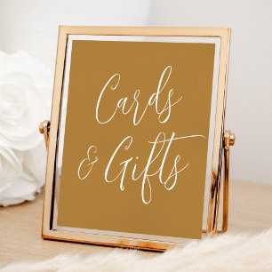 Simple Script Ochre Wedding Cards and Gifts Sign