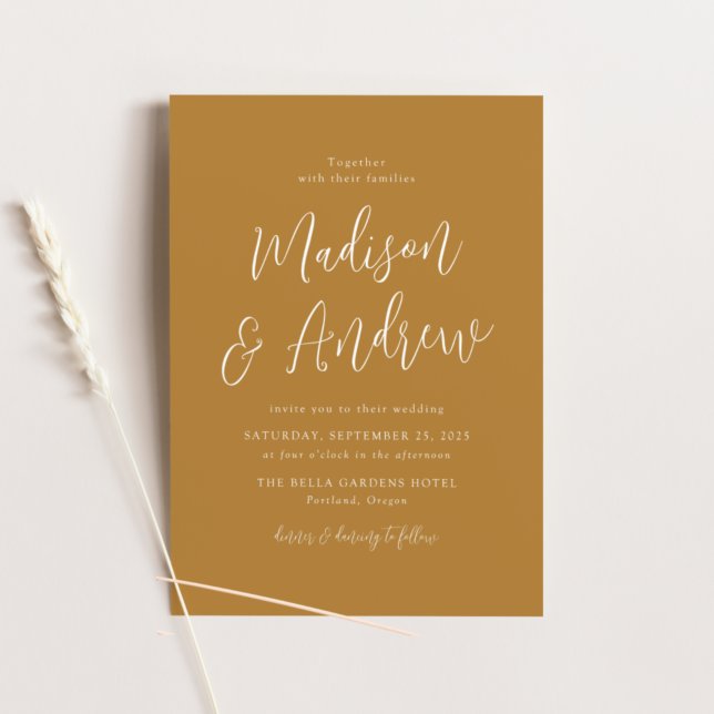 Simple Script Ochre Wedding Invitation (Creator Uploaded)