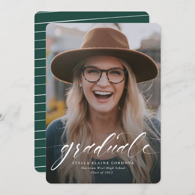 Simple script one photo graduation announcement (Front/Back)