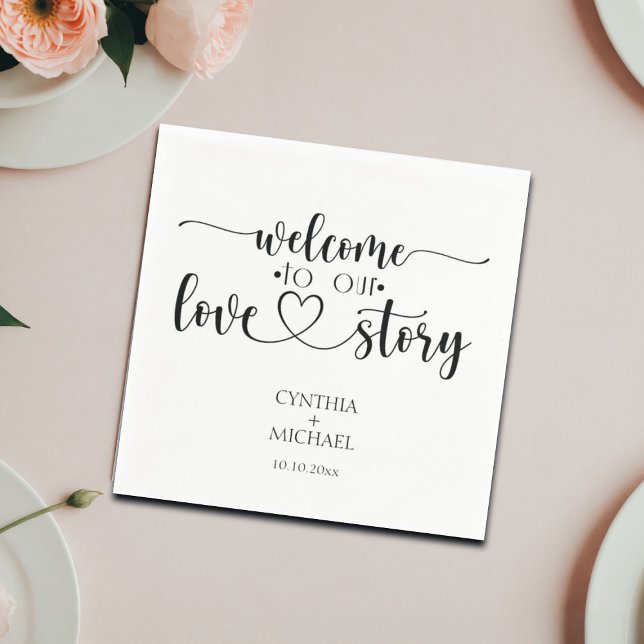 Simple Script 'our Love Story' Wedding  Napkin (Creator Uploaded)