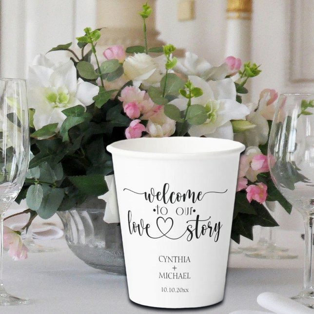 Simple Script 'our Love Story' Wedding  Paper Cups (Creator Uploaded)