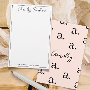 Simple Script Personalized Monogram Pattern Stationery