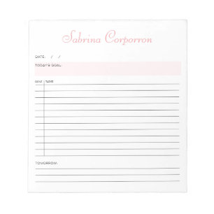 Simple Script Personalized Pink To Do List Notepad