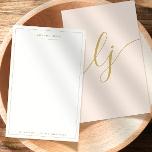 Simple Script Personalized Stationery Blush Gold