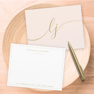 Simple Script Personalized Stationery Blush Gold Card
