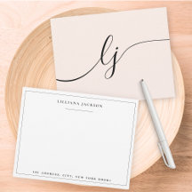 Simple Script Personalized Stationery Blush Pink