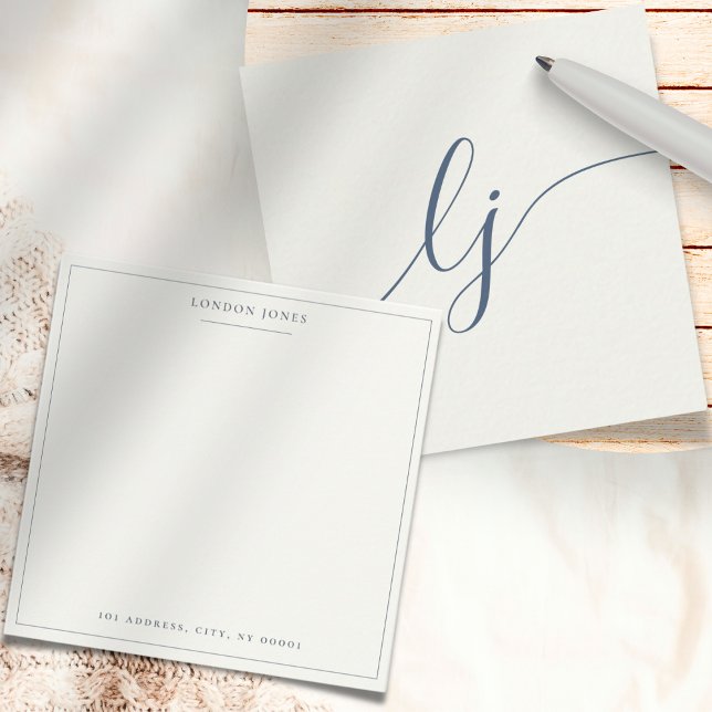 Simple Script Personalized Stationery Ivory Navy Card (Creator Uploaded)